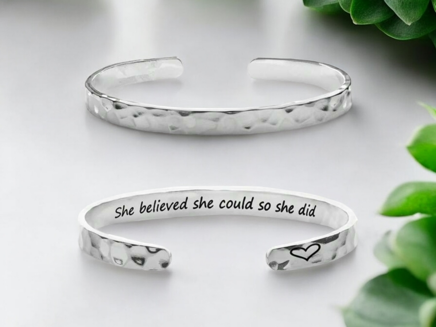 Stainless steel bangle - She believed she could so she did
