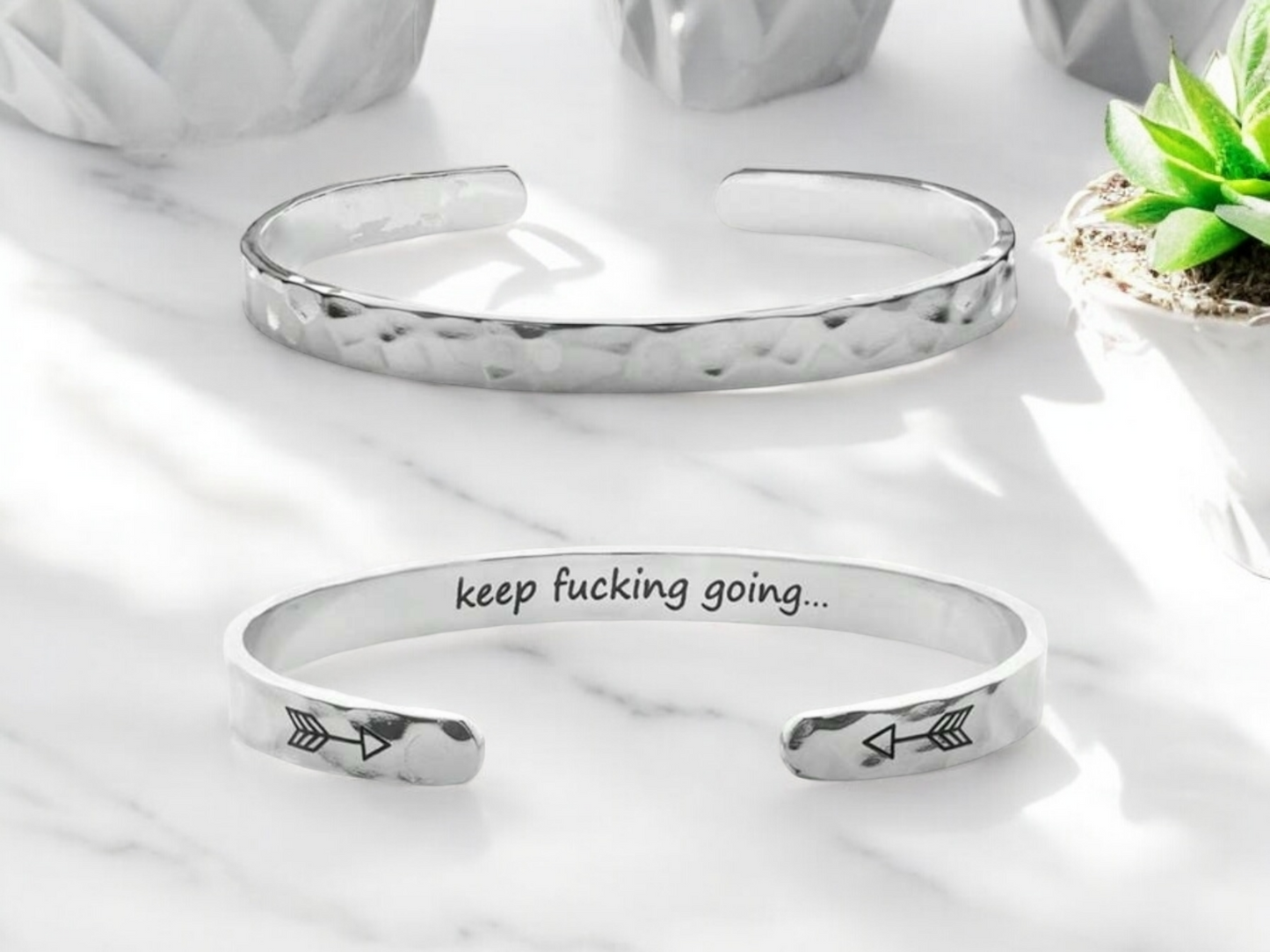 Stainless steel bangle - Keep fucking going..