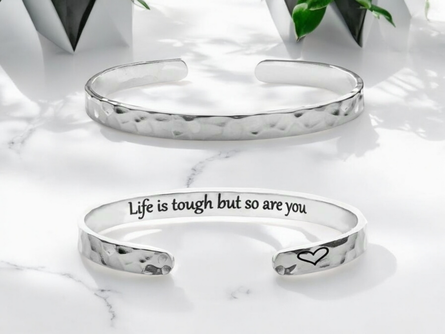 Stainless steel bangle - Life is tough but so are you
